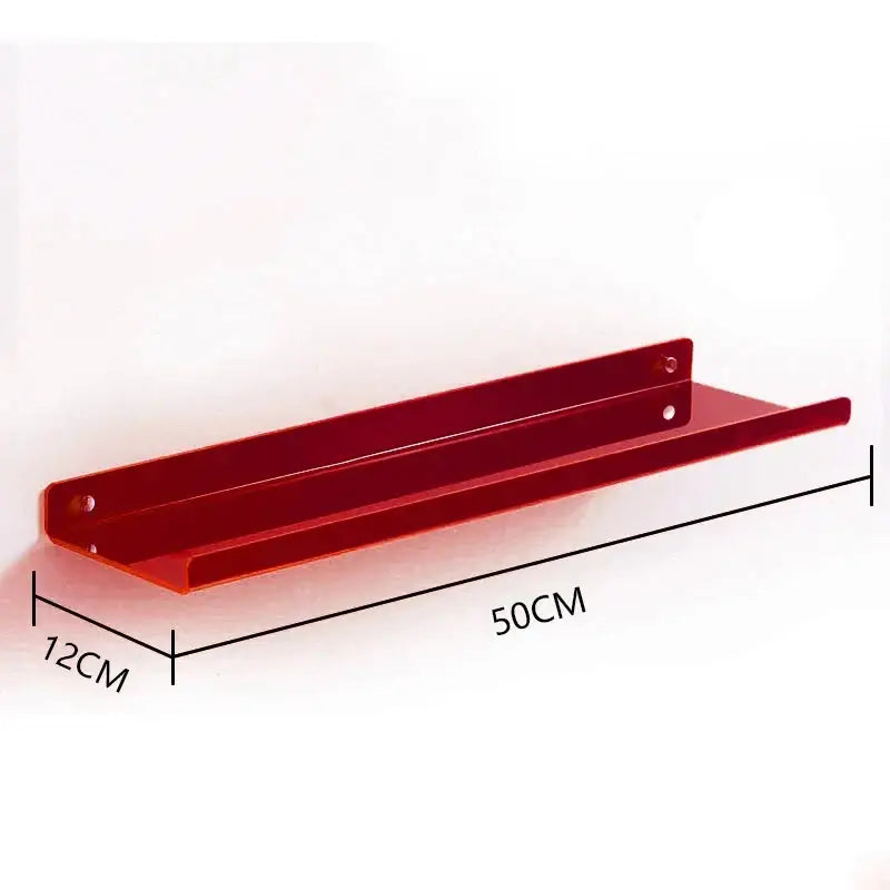 Decorbites™ red metallic acrylic wall shelf organizer with sleek modern design 50cm by 12cm for home decor