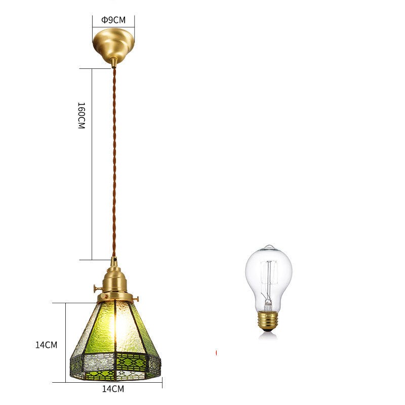 Brass Hand-Blown Glass Chandelier Light