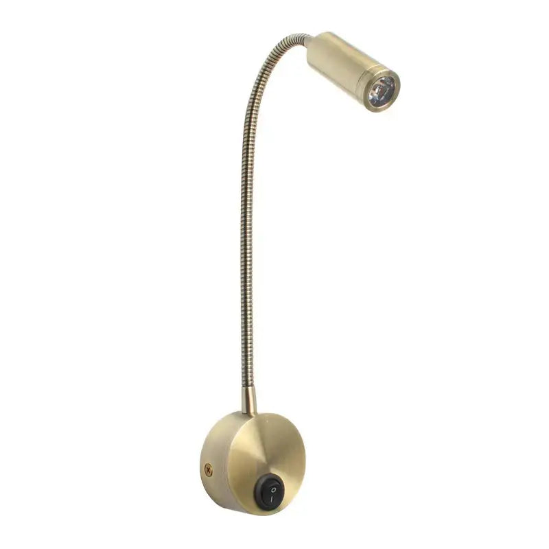 Brass-finished adjustable led bedside wall sconce with flexible gooseneck and circular base for bedroom reading lamp decorbites led bedside