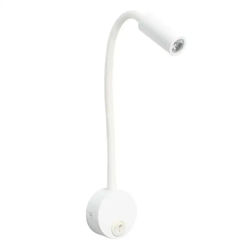 White flexible gooseneck led bedside wall sconce with circular base for decorbites led bedside reading lamp