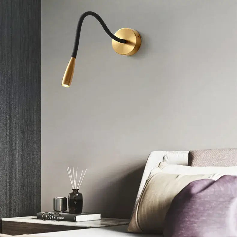 Gold-finished wall lamp with adjustable nordic bronze flexible black gooseneck for bedroom reading decorbites adjustable nordic
