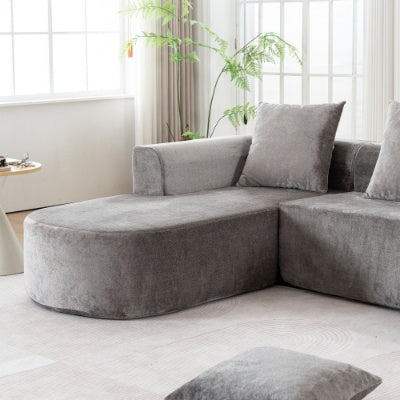 Modulares Ecksofa-Sofa mit L-förmiger Chaise,Cloud Ecksofa Moderne Schlafcouch mit tiefer Sitzung,Schwammkompressionssofas Ohne Montage erforderlich Grau-Corduroy-Stoff