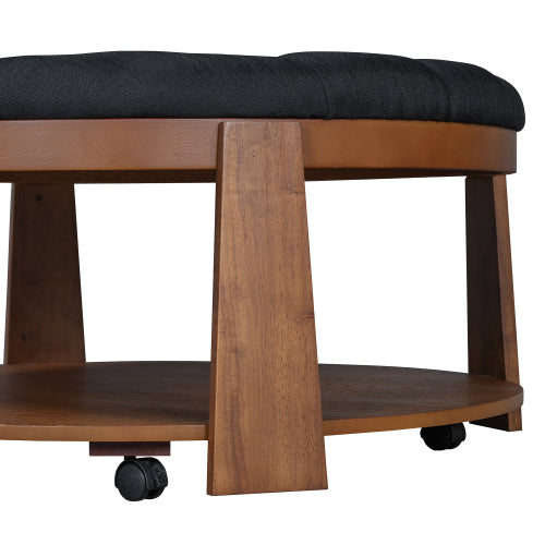 Linen Round Ottoman Table