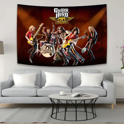 Aerosmith band tapestry with vibrant red and black decorbites aerosmith band artwork for band tapestry room wall hanging
