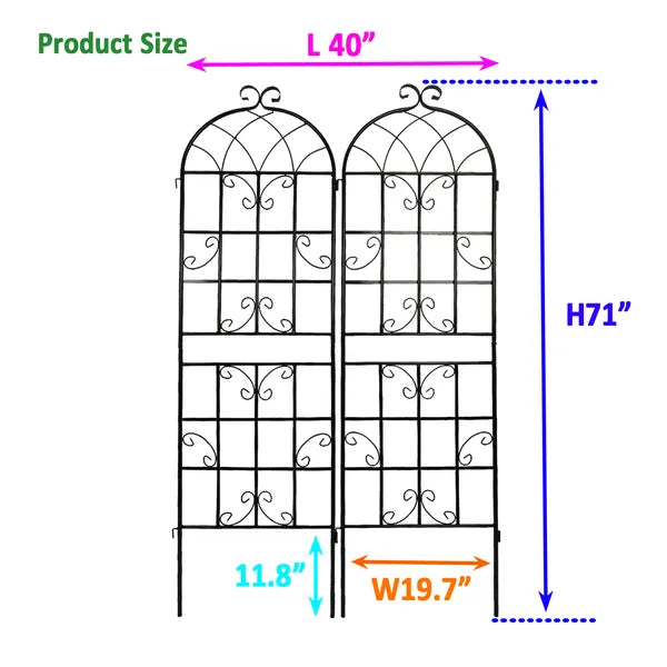 2er-Set Metall-Gartenspaliere 71" x 19,7" Rostfreies Spalier für Kletterpflanzen Außenblumenstütze
