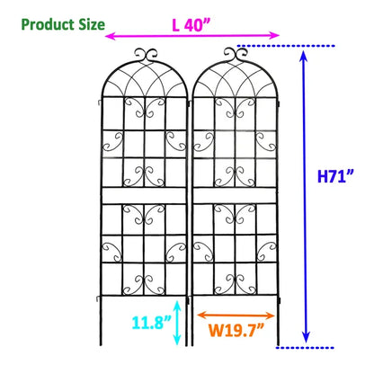 2er-Set Metall-Gartenspaliere 71" x 19,7" Rostfreies Spalier für Kletterpflanzen Außenblumenstütze