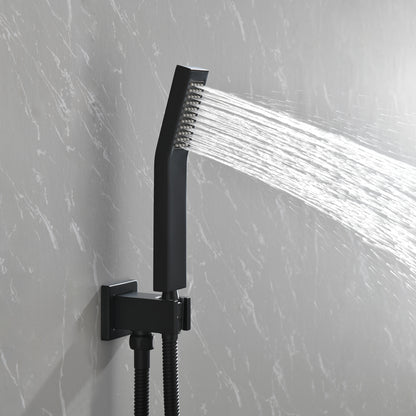 Messing Dusche Armatur in Mattschwarz mit Duschsystem, 10-Zoll-Duschkopf und Handbrause Badezimmer-Kombination