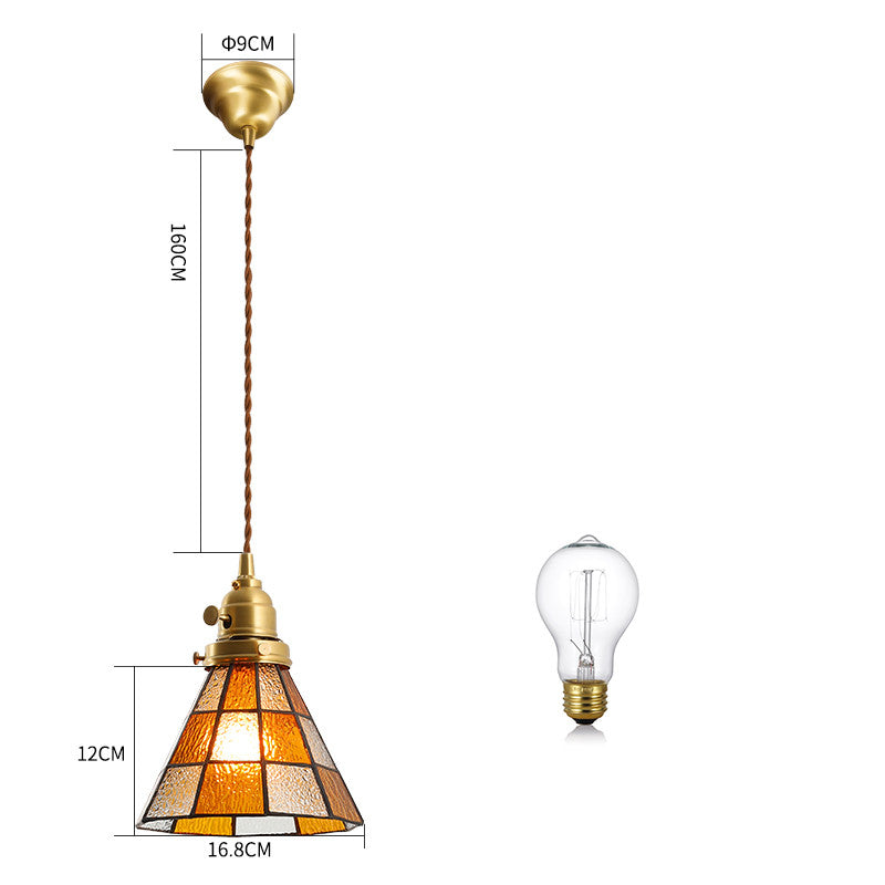 Brass Hand-Blown Glass Chandelier Light