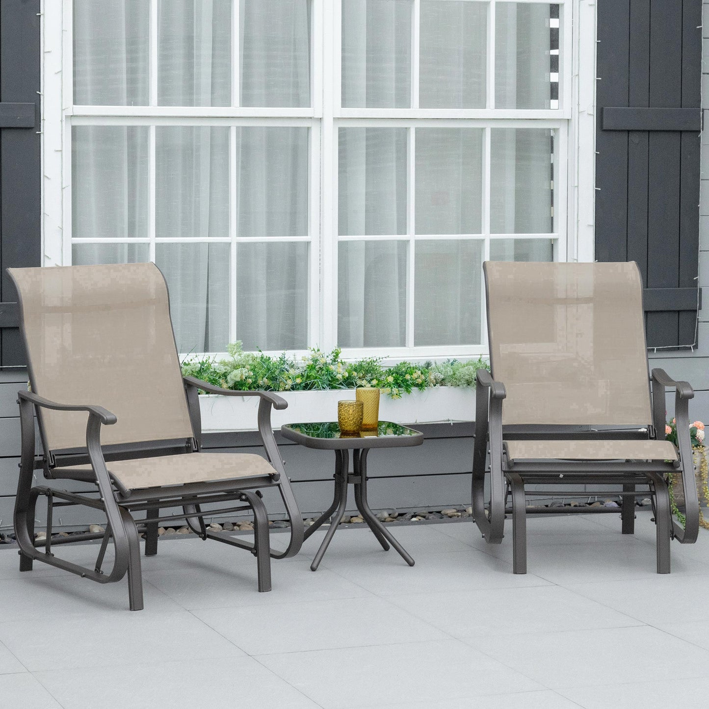 3-teiliges Outdoor-Gleitschwingset Bistro-Set mit Rahmen