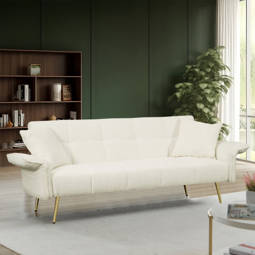 70,1 Zoll Futon-Sofabett, Umwandelbares Doppelsofabett mit Klappbaren Armlehnen für Wohnzimmer und kleine Räume