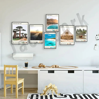 Set of six framed africa landscape canvas printings featuring iconic destinations by decorbites canvas printings for living room decor