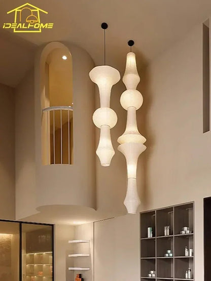 Akari-Style White Paper Wabi-Sabi Pendant Light - Decorbites