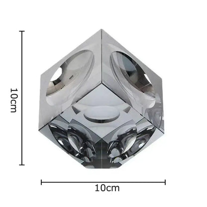 Amber crystal cube statue desk ornament with mirrored glass facets and embedded lights decorbites crystal cube decor