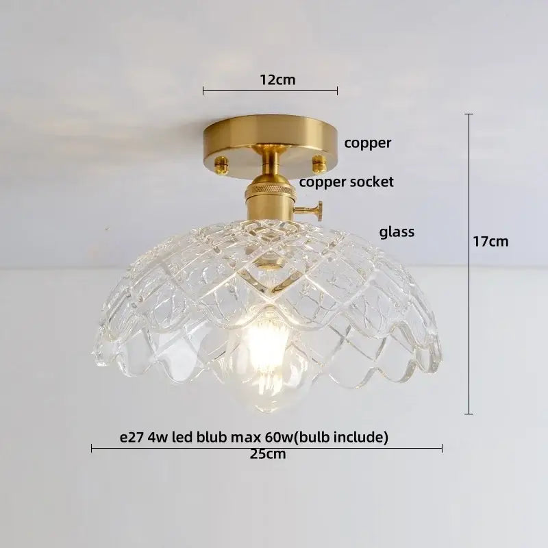 Clear glass pendant ceiling light with copper mounting base for bedroom decorbites amber ice crack fixture