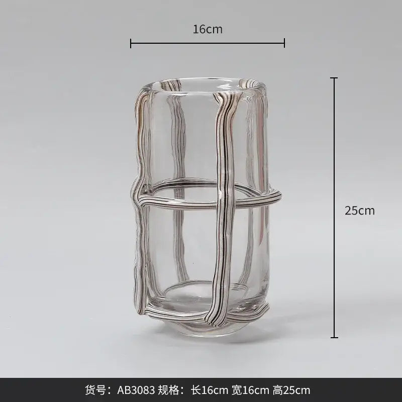 Clear glass vase with black and white striped pattern by decorbites clear glass for home decor and living room accents