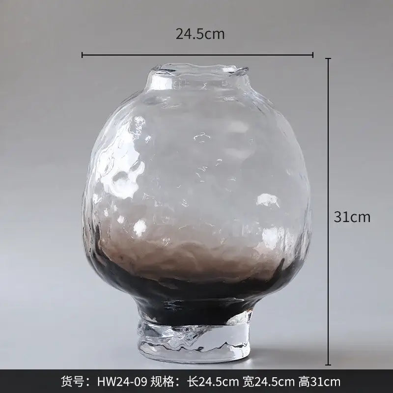 Clear glass decorbites gradient glass vase with textured hammered surface and amber gradient base for living room decor