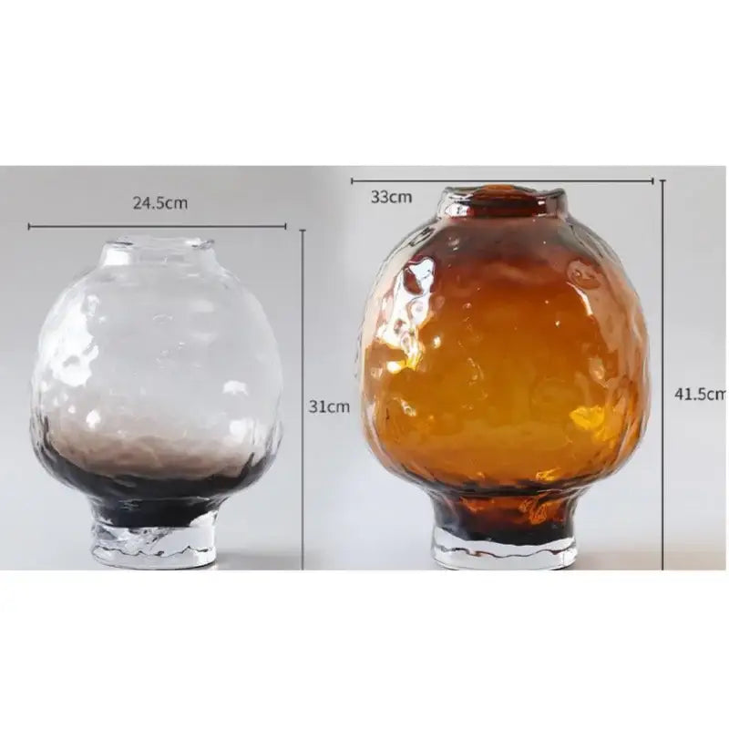 Two textured glass vases including an amber decorbites gradient glass vase for elegant living room decor