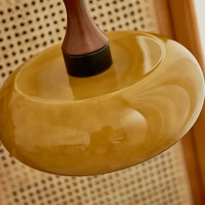 Amber led pendant light with sleek amber glass shade and dark wooden stem for kitchen decorbites amber led pendant