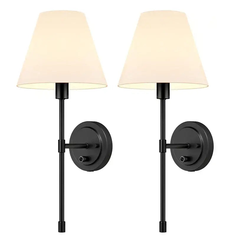 Black metal wall lamp with cream fabric shade decorbites american fabric wall iron sconce for bedroom decor
