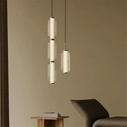 Modern american retro frosted glass staircase pendant light with minimalist design and sleek metallic accents for dining room