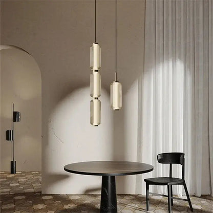 Modern american retro frosted glass staircase pendant light with translucent glass and metallic accents for dining room