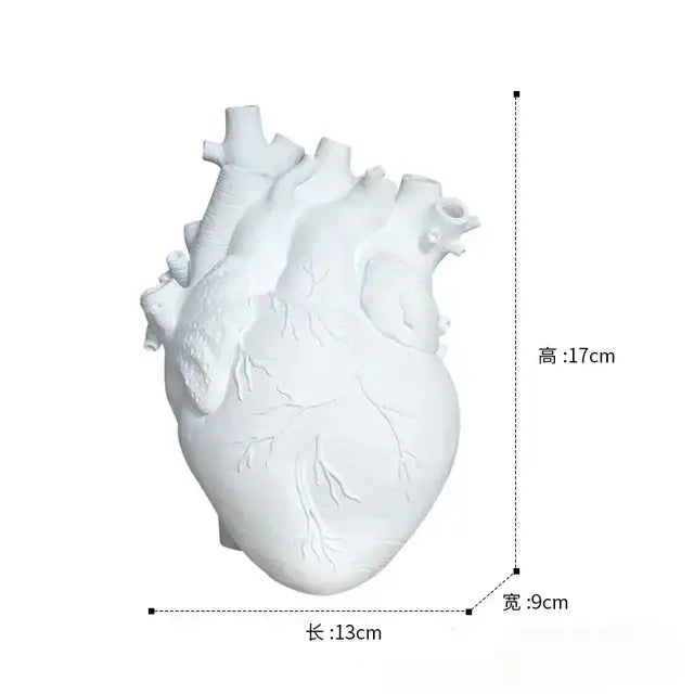 White ceramic anatomy heart vase with detailed ridges and valves by decorbites unique dry pot gift for valentine’s day