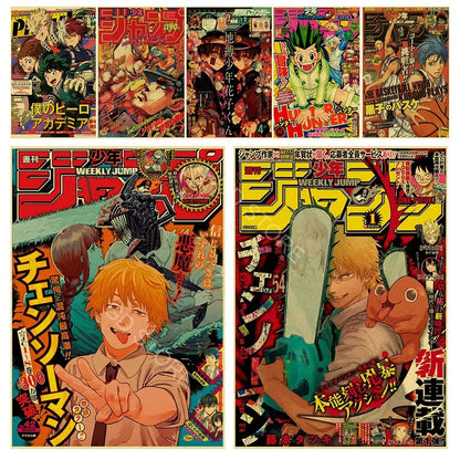 Decorbites™ anime poster collection featuring vibrant shonen jump covers with bold lettering and iconic characters