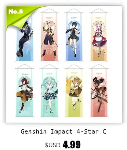 Decorbites™ anime poster wall art featuring vibrant genshin impact 4-star character illustration on soft fabric