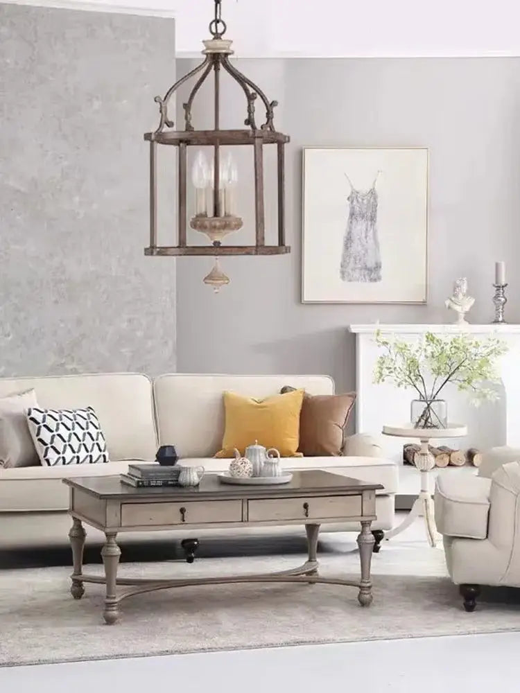 Rustic metal lantern with glass panels in warm vintage design for decorbites american iron e14 chandelier lighting