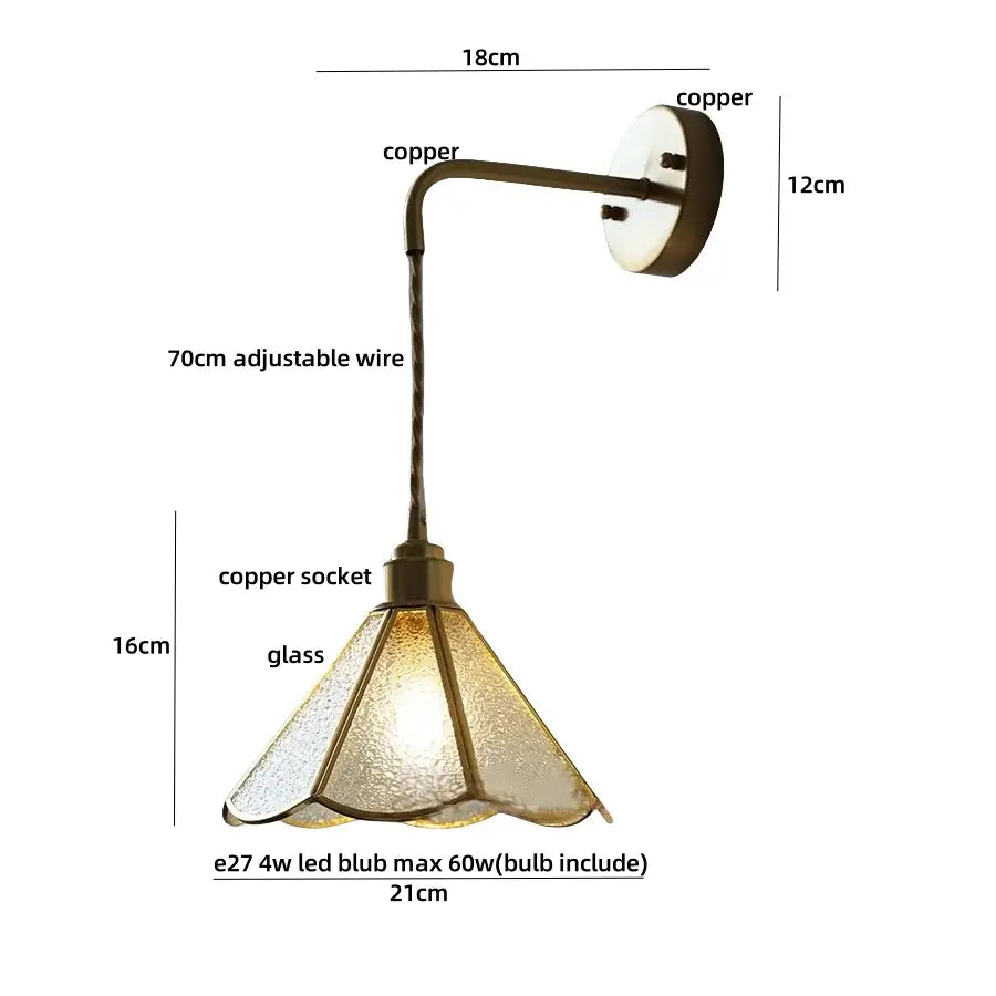 Antique brass finished copper wall sconce with textured frosted shade for decorbites blue glass led staircase lighting