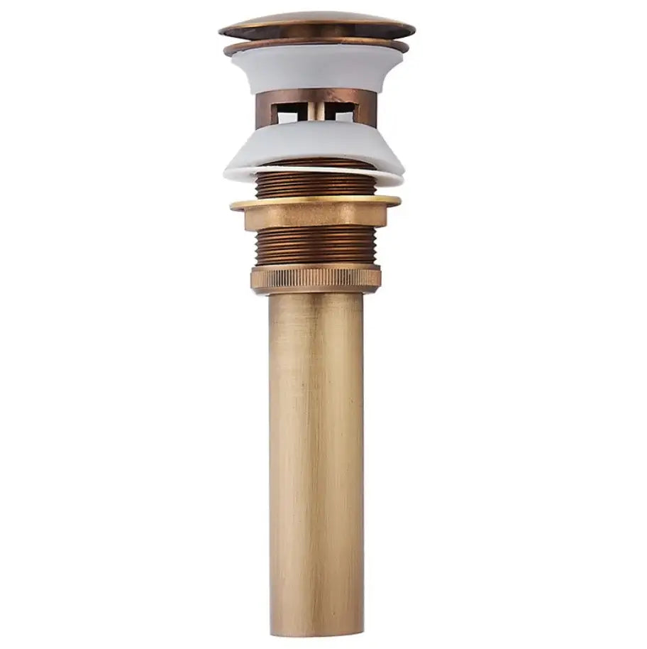 Antique brass air isolation drain pipe bathroom sink with white ceramic stopper and threaded brass air decorbites connection