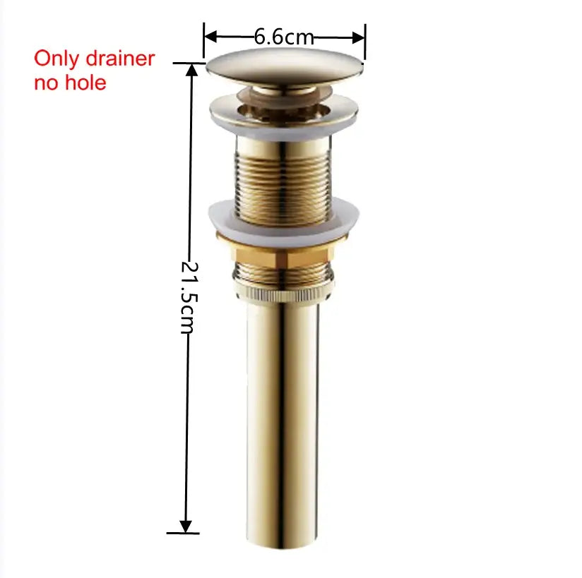 Gold-colored brass air isolation drain pipe with threaded connection and white rubber gasket for bathroom sink decorbites brass air