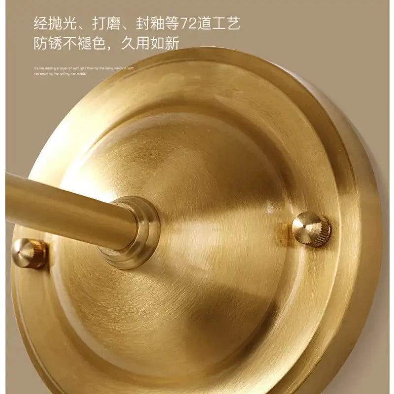 Brass-finished decorbites copper wall lamp with circular base and two screws for bedroom sconce wall lamp decor