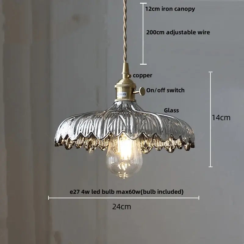 Antique brass and glass led pendant lamp featuring a textured silver-toned glass shade and brass fittings for kitchen lighting