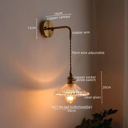 Antique brass wall lamp with green glass shade and copper adjustable arm for decorbites led wall sconce lighting