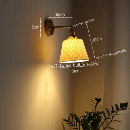 Antique brass wall lamp with warm-toned woven ceramic copper lampshade decorbites ceramic copper led design