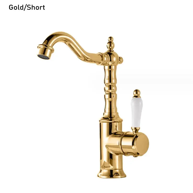 Antique brass and white ceramic gold luxury kitchen faucet with ornate vintage design for decorbites gold luxury kitchen decor