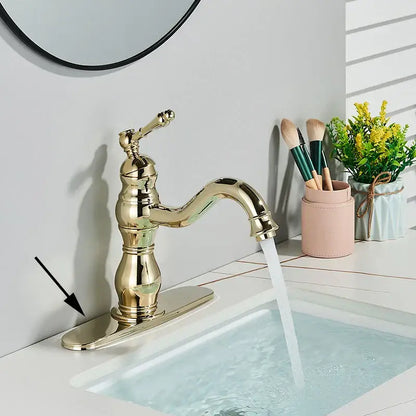 Antique brass basin faucet with ornate single handle and curved swivel spout for bathroom decorbites brass basin use
