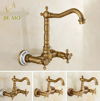 Antique brass ceramic wall mount faucet with vintage porcelain plate for kitchen by decorbites brass ceramic design