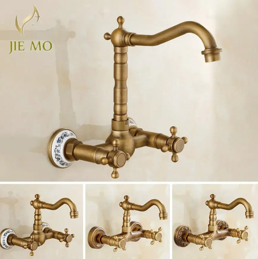 Antique brass ceramic wall mount faucet with vintage porcelain plate for kitchen by decorbites brass ceramic design