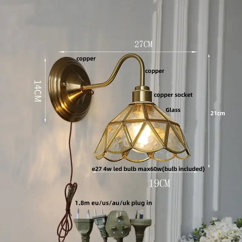 Antique brass clover glass brass wall sconce with faceted glass shade for dining room decorbites glass brass lighting