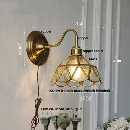 Antique brass glass brass wall sconce with faceted glass shade for dining room decorbites glass brass fixture