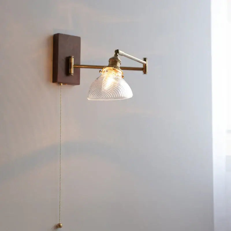 Antique brass industrial wall light with clear glass shade and adjustable arm for bedroom decorbites clear glass wall light