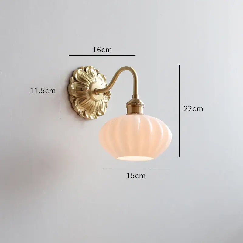 Antique brass wall lamp with frosted glass pink rose shade and ornate floral backplate for bedroom decorbites frosted glass