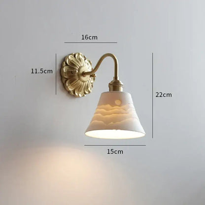 Antique brass wall lamp with frosted glass pink rose lampshade and fluted flower-like backplate by decorbites frosted glass