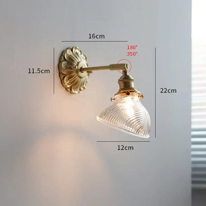 Antique brass wall lights with ribbed glass shade designed as bedroom sconce by decorbites ceramic ball led collection
