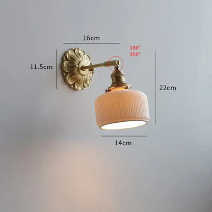 Antique brass ribbed glass wall lights featuring an off-white shade ideal for bedroom decorbites ceramic ball led