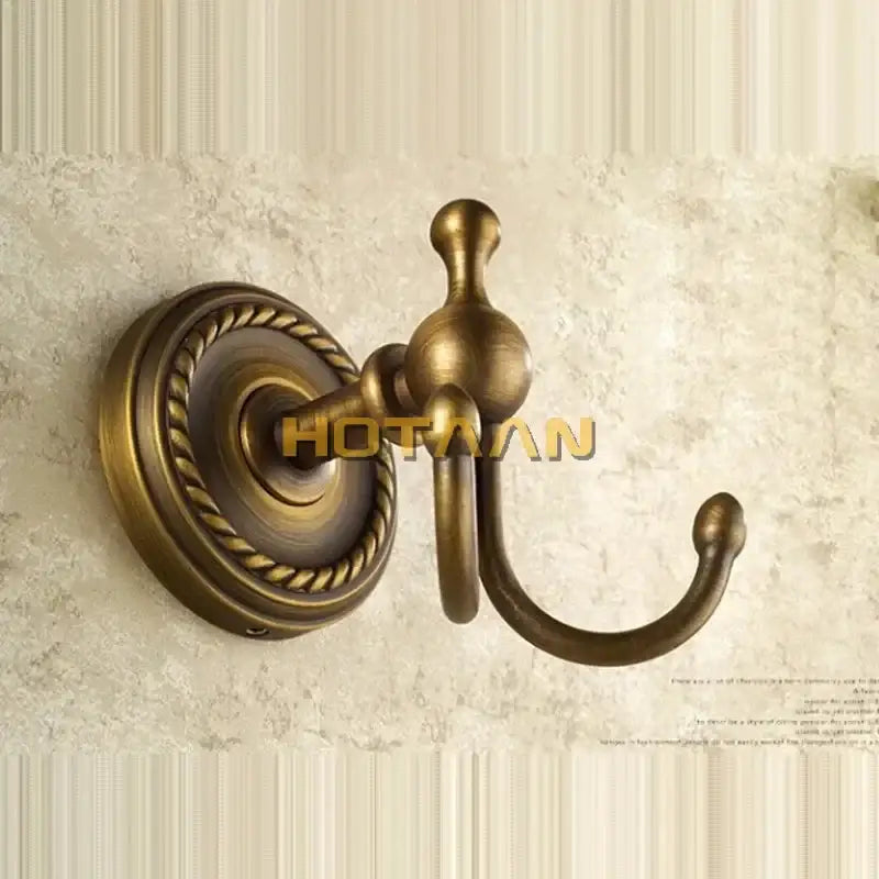 Antique brass rope wall hooks double coat hanger with ornate spherical finial for decorbites brass wall hooks