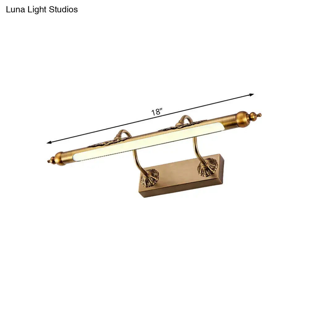 Antique brass shell vanity light with 18-inch brass finish wired electric design and 60w maximum bulb wattage