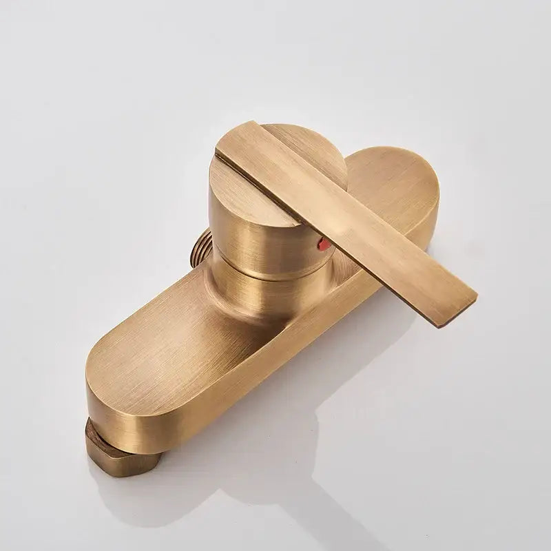 Brass-finished modern bathroom faucet with a sleek single lever handle in decorbites brass antique shower set